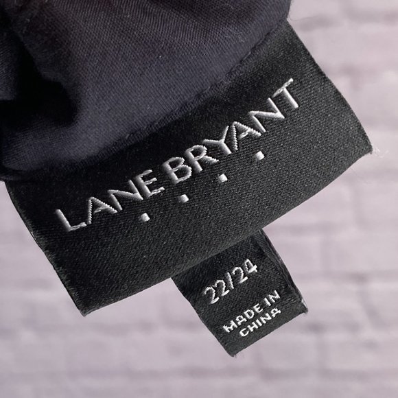 Lane Bryant 22/24 Black Collared V-Neck Poplin Stretch Hi Low Pullover‎ Top Plus - Picture 3 of 4